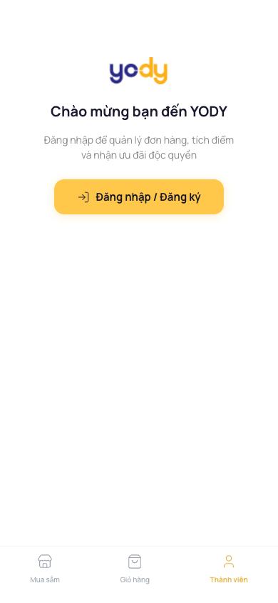 YodyEcom Account screen